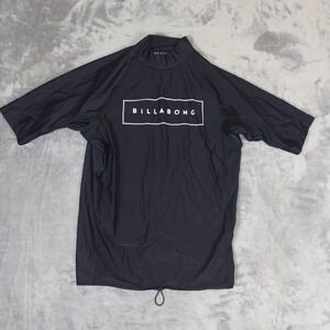 Billabong Rash Guard Mens Large Black Short Sleeve UPF 50+ Performance Fit Swim